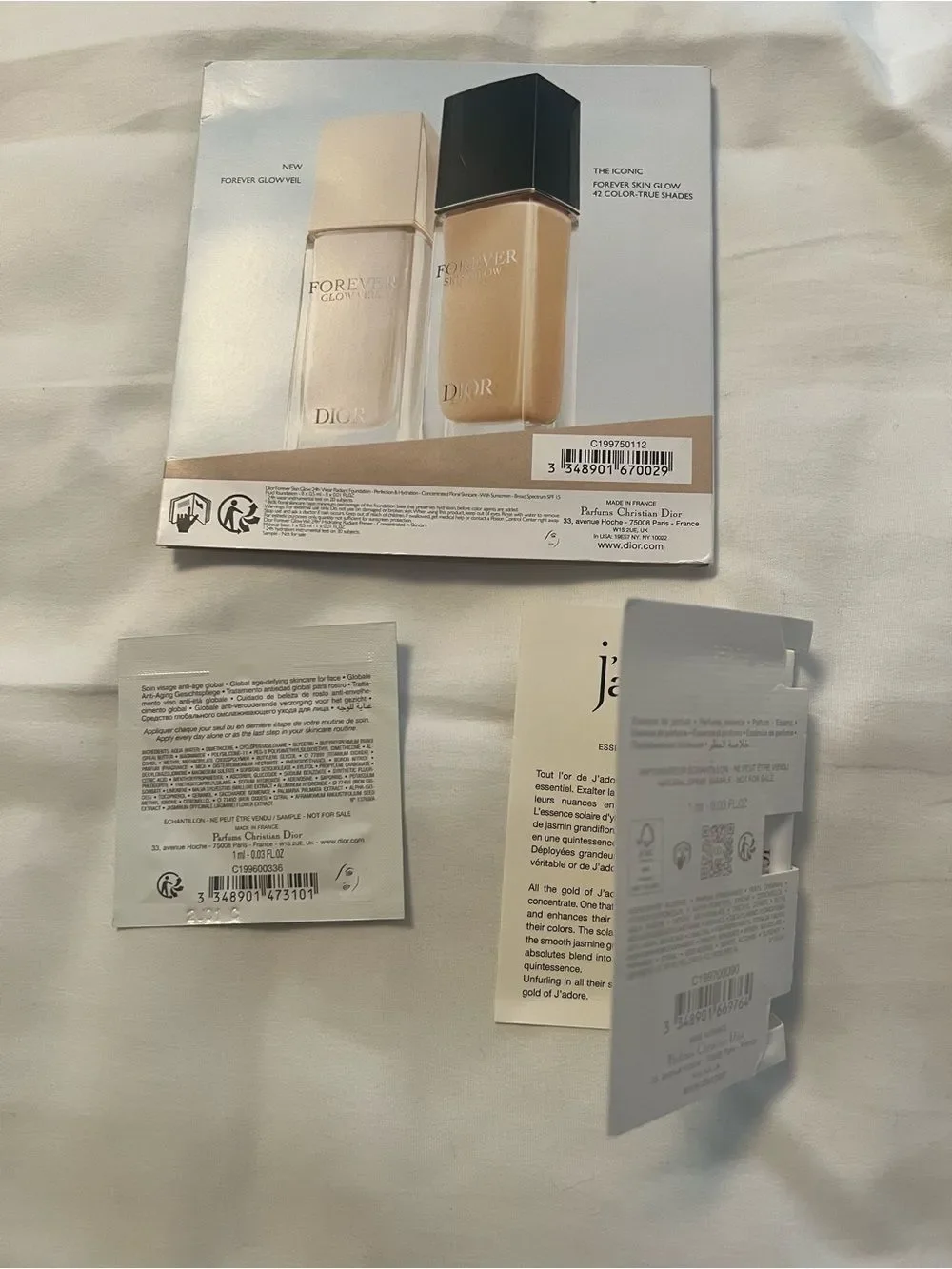Dior Forever & J'adore Sample Kit - White, Cream, Gold Accents